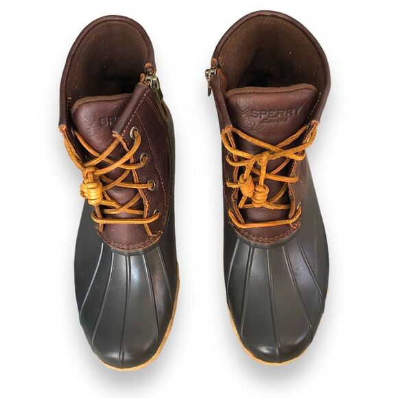 Sperry size 8 Womens Saltwater boots brown leather rubber zip closure - Picture 2 of 8